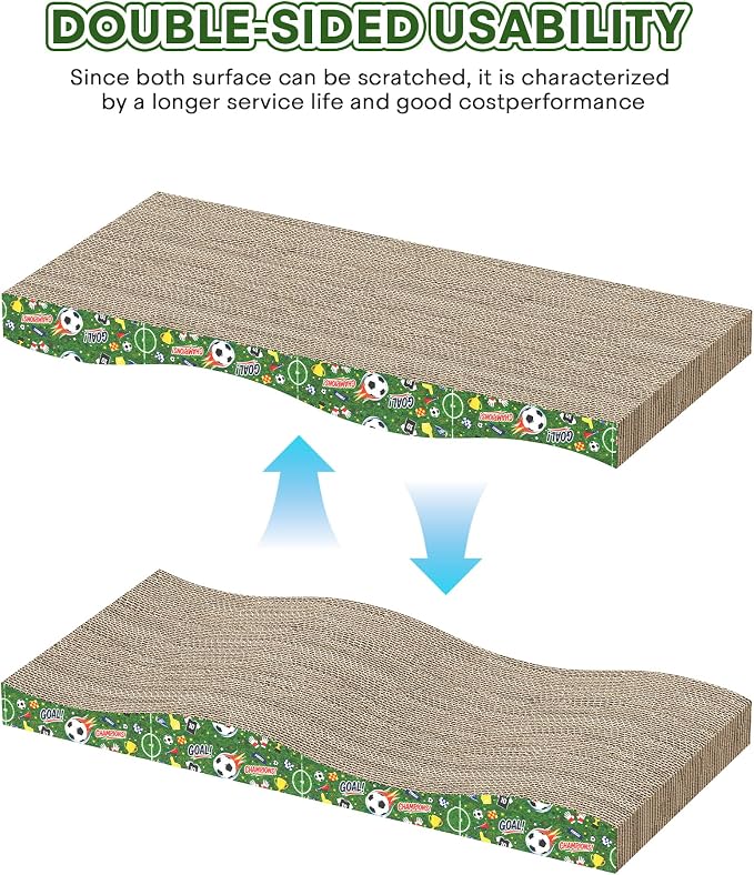 2 Pack Cat Scratching Board World Cup Design, Double-Sided Use | Corrugate Cat Scratcher Pads for Indoor Cats with Catnip, Cat Scratch Pad with Premium Scratch Textures Design - Image 3