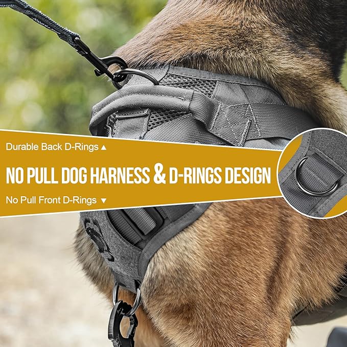 OneTigris Tactical No Pull Dog Harness for Small Dogs, Mesh Design Service Dog Vest Breathable Military Dogs Molle Vests with Handles, Harness for Walking Hiking Training - Image 3