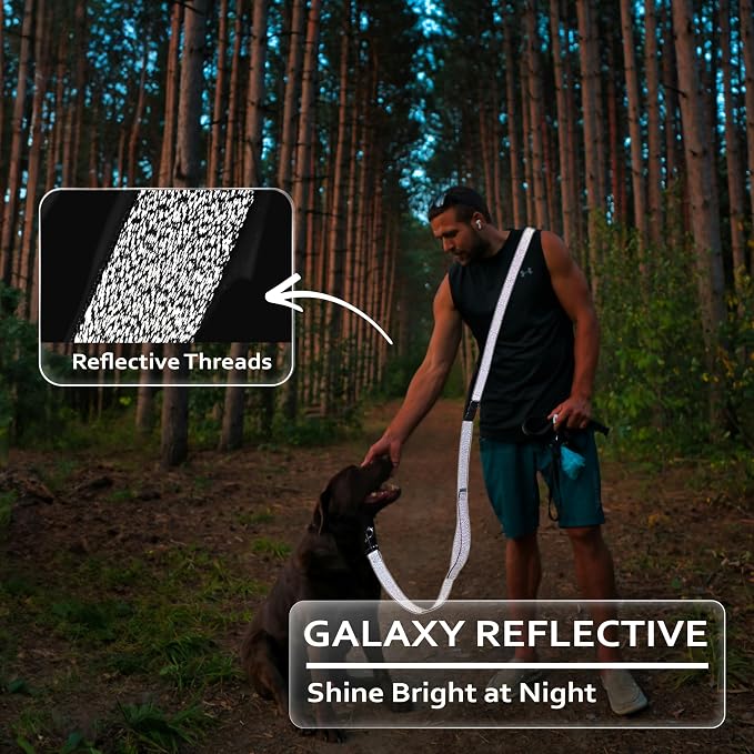 Hands Free Dog Leash,Galaxy Reflective,Crossbody Dog Leash,Black | Galaxy Reflective • Emergency Control Handle • Heavy-Duty Hardware • Multi-Way Wear - Image 4