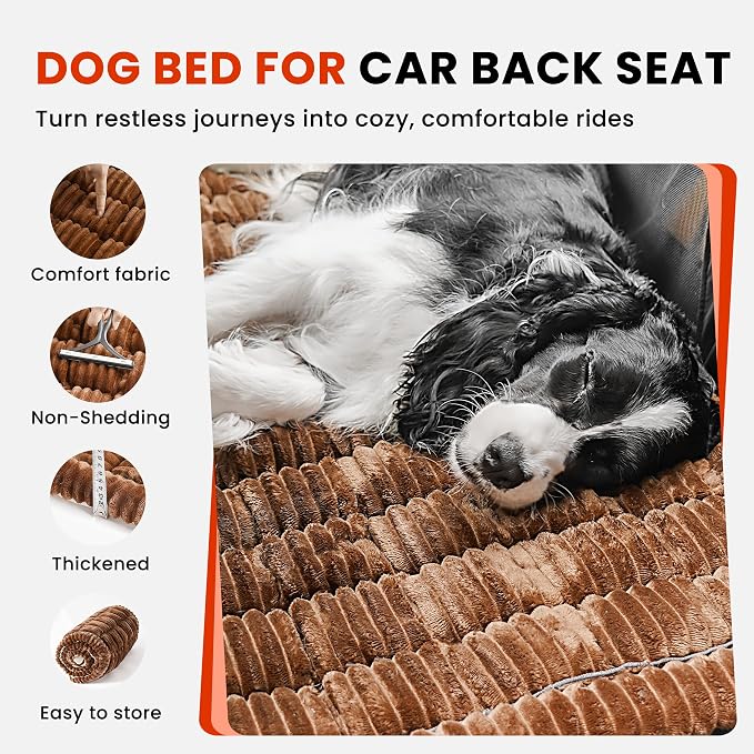 HiPetpy Backseat Dog Bed Mat for Car, Non-Slip Dog Bed for Car Back Seat, Soft & Cozy Dogs Blanket, Washable Travel Pet Mat Seat Protector for Cars, SUVs, Trucks - Image 2
