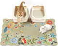 Cat Litter Mat,35"x23" Large Cute Litter Box Mat,Traps 100% Litter | Easy Clean for Scatter Control, Soft on Kitty Paws, Bohe cat food mat,Waterproof Urine Protection, Non-Slip, decor litter mat by YOSEPATI