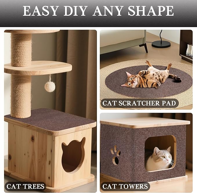 15.7'' x 78.7'' Cat Scratch Furniture Protector Cat Wall Scratcher Mat AdhesiveTrimmable Cloth Couch Anti-Scratch Cover DIY Climb Couch Protector from Claws, Replacement Pads，Brown - Image 7