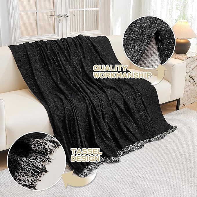 MYSKY HOME Black Couch Covers, Couch Cover 2 Cushion Sofa Pet Couch Cover for Sofa, Sectional Couch Covers L Shape Throw Sofa Cover, Soft Washable Pets Covers for 2 Cushion, 71"x118", Black - Image 3