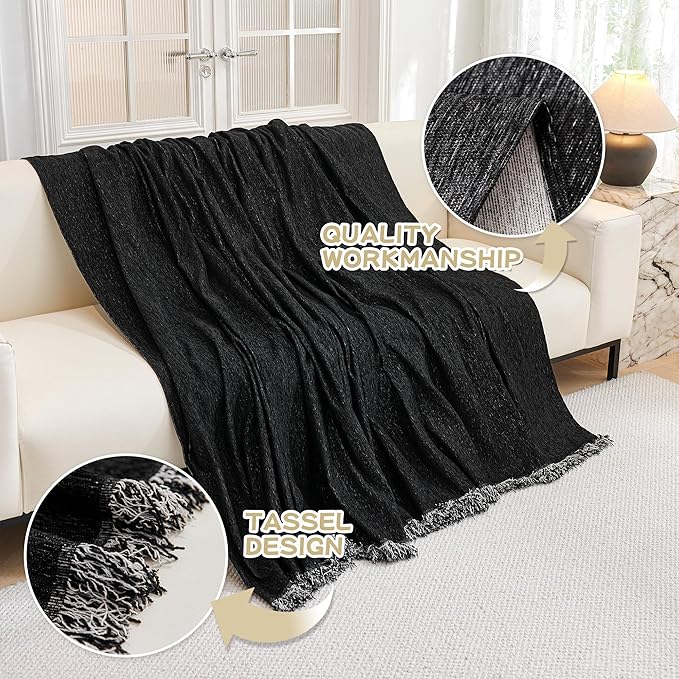 MYSKY HOME Couch Covers for Sofa, Black Couch Sofa Covers for 3 Cushion Couch Sofa, Non Slip Soft Sofa Cover, Couch Cover for Dogs Washable Furniture Protector, 91"x134", Black - Image 3