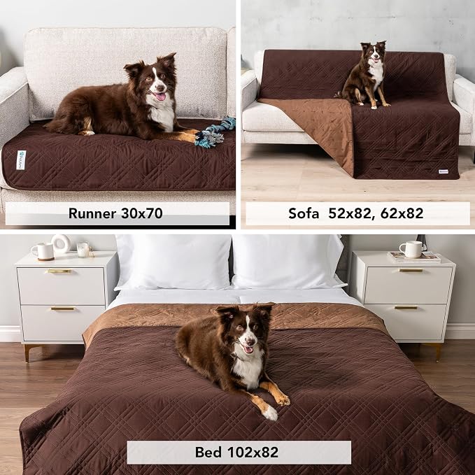 PetAmi Waterproof Couch Cover for Dog Nonslip Bed Sofa Blanket 102x82 Brown - Image 4