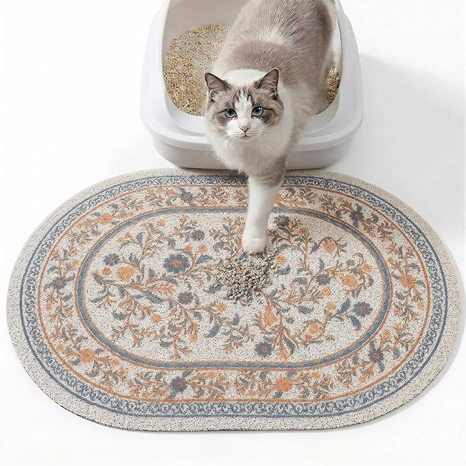 Bienbee Cat Litter Mat, 24" x 15" Dense Trapping Mesh for Litter Boxes | Litter Box Mat with PVC Mesh, Waterproof &Urineproof, Non-Slip Grip, Soft On Kitty Paws and Easy to Clean to Protect Floor by Bienbee