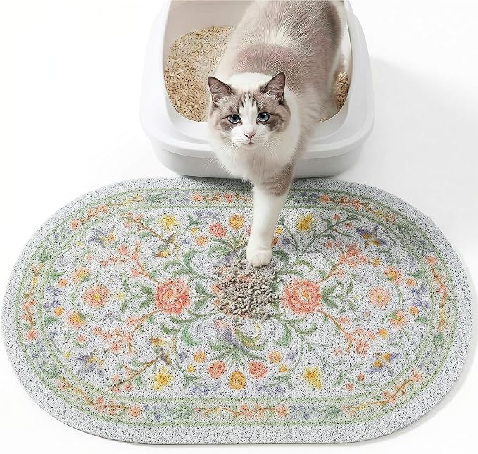 Bienbee Cat Litter Mat, 24" x 15" Dense Trapping Mesh for Litter Boxes | Litter Box Mat with PVC Mesh, Waterproof &Urineproof, Non-Slip Grip, Soft On Kitty Paws and Easy to Clean to Protect Floor by Bienbee