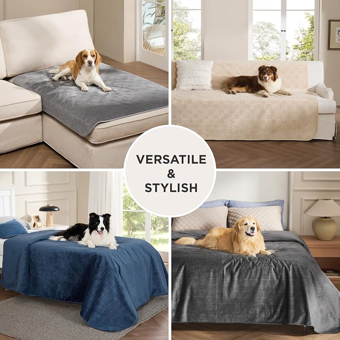 Bedsure Waterproof Bed Cover for Bed and Dogs Quick Drying, 82x102IN | Waterproof Blanket Washable for Large Dogs King Bed Cozy, Lightweight Furniture Protector for Pet Cat, Ash Grey - Image 8