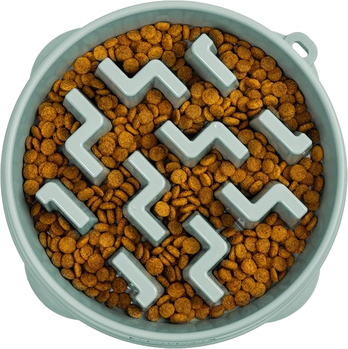 Outward Hound Fun Feeder Slo Bowl Dog Slow Feeder, Notch, Sage, 11.8" | Slows Fast Eaters, Can Aid Digestion, Holds 4 Cups Dry or Wet Food, Non-Slip Base, Easy Clean, No BPA, Medium to Large Dogs by OutwardHound