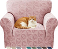 YEMYHOM 1 Piece Stretch Chair Sofa Slipcovers Couch Covers for 1 Seat, Jacquard Armchair Covers with Non-Slip Elastic Bottom, Thickened Furniture Protector for Dogs Pets kids (Small, Pink） by YEMYHOM