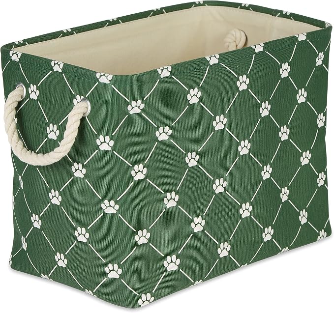 Bone Dry Pet Storage Collection Paw and Bone Print, Large Rectangle, 17.5x12x15 Hunter Green Trellis by BoneDry