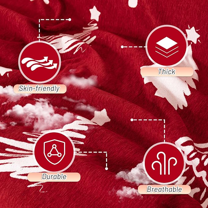 MYSKY HOME 71X102 inches Chair Christmas Couch Cover, Sectional Sofa Covers Sofa Slipcover for 1 Cushion Couch, L Shape Couch Covers for Dogs, Kids, Washable Sofa Blanket, Furniture Protector, Red - Image 4