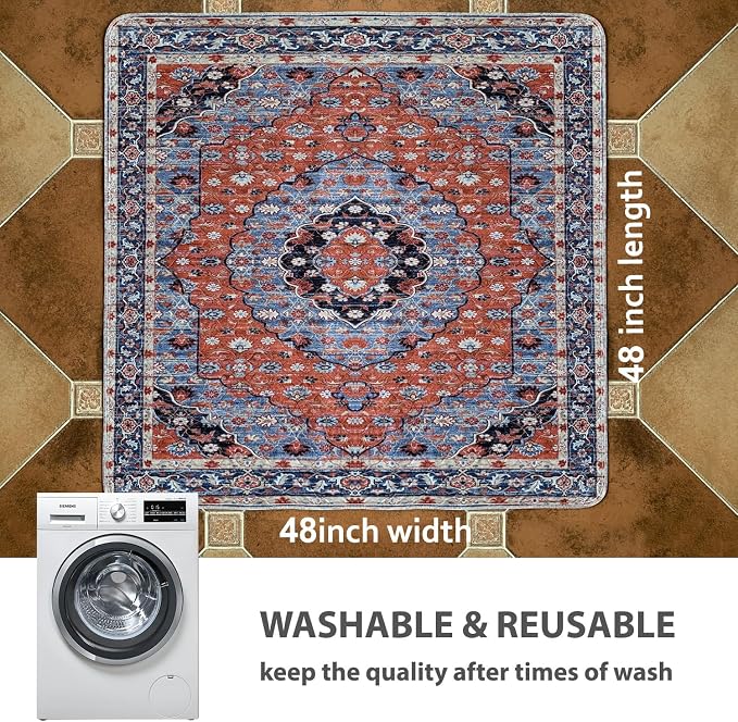 nunubaby Washable Pee Pads for Dogs, Stylish, Non-Slip and Leak-Proof Pee Pads. Reusable Potty Pads for Dogs for Crates and Floors.(Red/Floral,48" x48" ) - Image 4