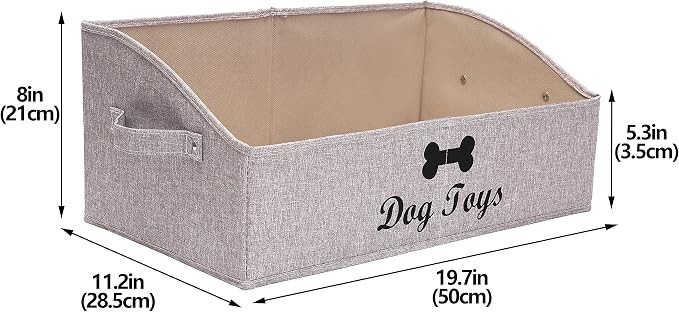Morezi Dog Toy Box: Storage Basket for Organizing Pet Toys, Blankets & Accessories in Living Room, Playroom, Closet or Shelf - Snow Brown - Image 7