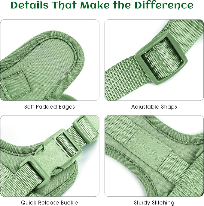 Wisedog No Pull Dog Harness, Sage Green, X-Small | Lightweight, Adjustable Breathable Pet Vest, Soft & Comfortable Cushion, Small Medium Large Dogs - Image 3