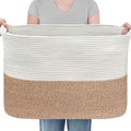MEGASKET 108L Super Large Blanket Basket, 25" x 16" x 16" Woven Jumbo Basket for Blankets, Toys, Laundry, Extra Large Cotton Rope Pillow Holder Organizer, Entryway Shoes Bin, Living Room Storage by MEGASKET