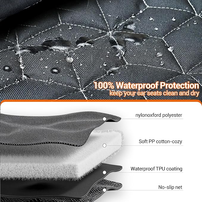 Meginc Dog Car Seat Cover for Back Seat, Waterproof Non-Slip Bench Protector for Dogs & Kids, Durable 600D Scratch Proof Seat Cover for Hair, Scratches, Travel and Daily Use in Full Size SUVs - Image 4