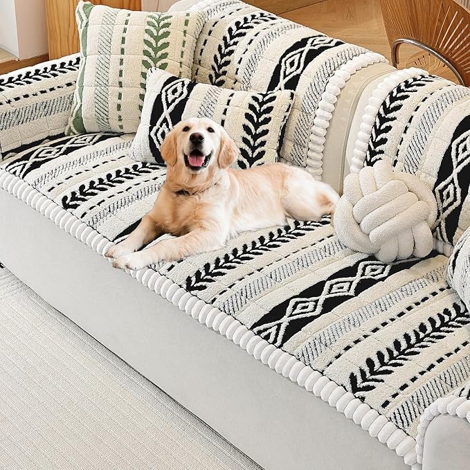 Couch Cover for Dogs, Washable Non-Slip Boho Geometric Pet Sofa Protector, Soft Sofa Slipcovers Cushion Protector for Dogs and Cats. (Black, 27.6" x 59.06" x 1.5") by Unknown
