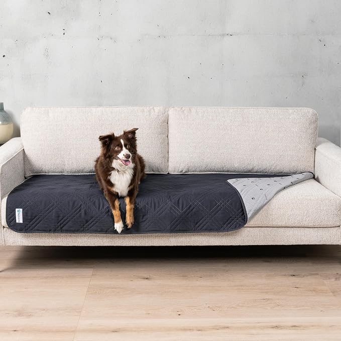 PetAmi Waterproof Couch Cover for Dog Non-Slip Bed Sofa Blanket, 30x70 Gray | Leakproof Furniture Protector for Pet Cat, Machine Washable Pee Proof Mat for Chair Car Seat, Durable & Anti Slip Backing by PetAmi