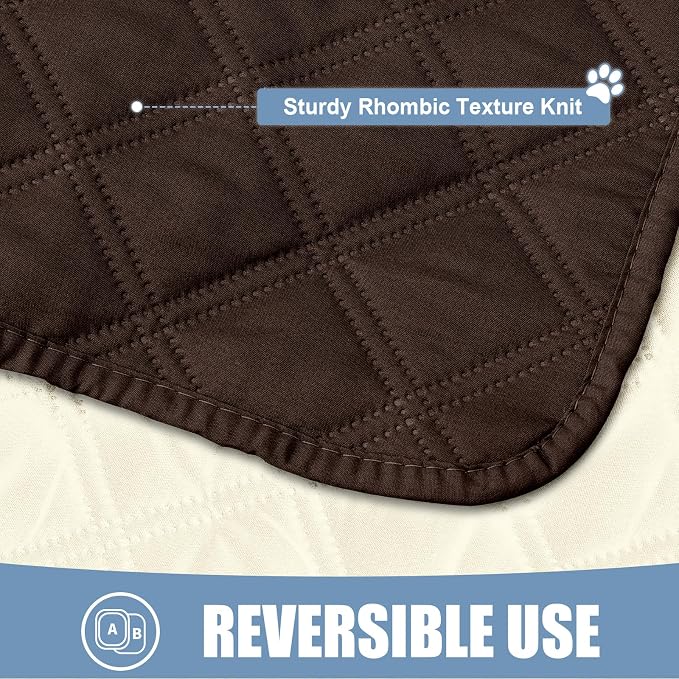 Smiry Waterproof Reversible Pet Couch Covers for Dogs | Pet Friendly, Soft Fabric, Washable Sofa Furniture Protector for Dogs Cat Kids, Checkered (30"x70", Chocolate/Beige) - Image 4