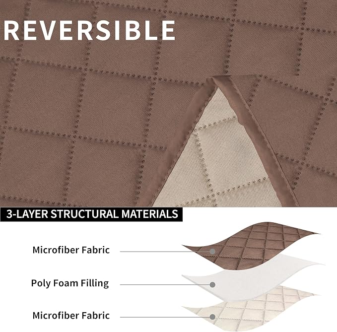 Easy-Going Recliner Sofa Cover, Reversible Couch Cover for 3 Seat Recliner, Split Sofa Cover for Each Seat, Furniture Protector with Elastic Straps for Kids, Dogs, Pets(3 Seater, Brown/Beige) | Washable Sofa Slipcover For Dogs, Sofa Cover For Recliner,... - Image 5