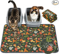 Unicorn Catcher 33X22in 2packCat Litter Mat Machine Washable Soft 3D Air Mesh Litter Box Rug Non-Slip Backing Quick Dry Scatter Control for Paws,Green Mushrooms by UnicornCatcher