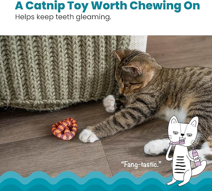 Catstages Catnip Plaque Away Pretzel Interactive Cat Dental Chew Toy, 2.8" | Multiple Textures Help Keep Teeth Clean & Massages Gums, Contains Catnip, Bat & Chase, Enrichment for Cats & Kittens - Image 2