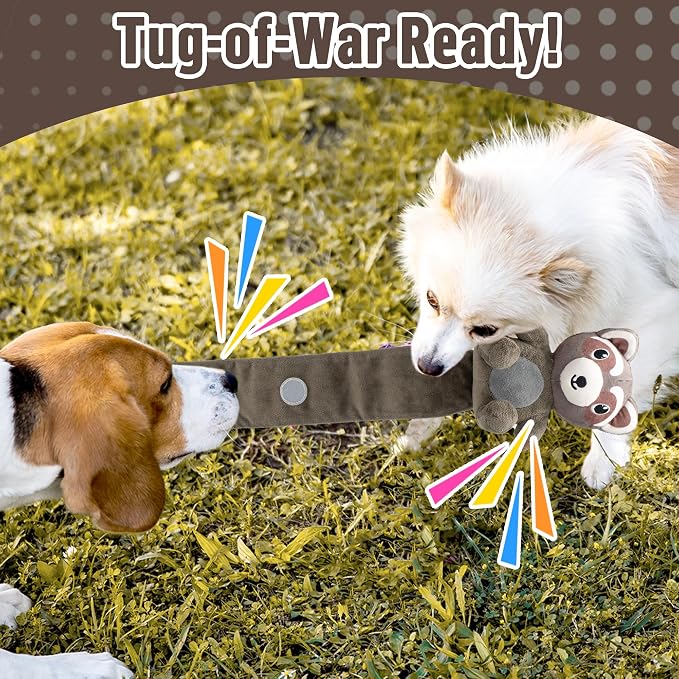 LECHONG 2-Pack Plush Squeaky Dog Toys, 23-Inch Snuffle Puzzle Tug of War Toy with Roll-Up Treat-Hiding Crinkle Tail, Enrichment Toys for Small & Medium Dogs to Relieve Boredom & Mental Stimulation - Image 6