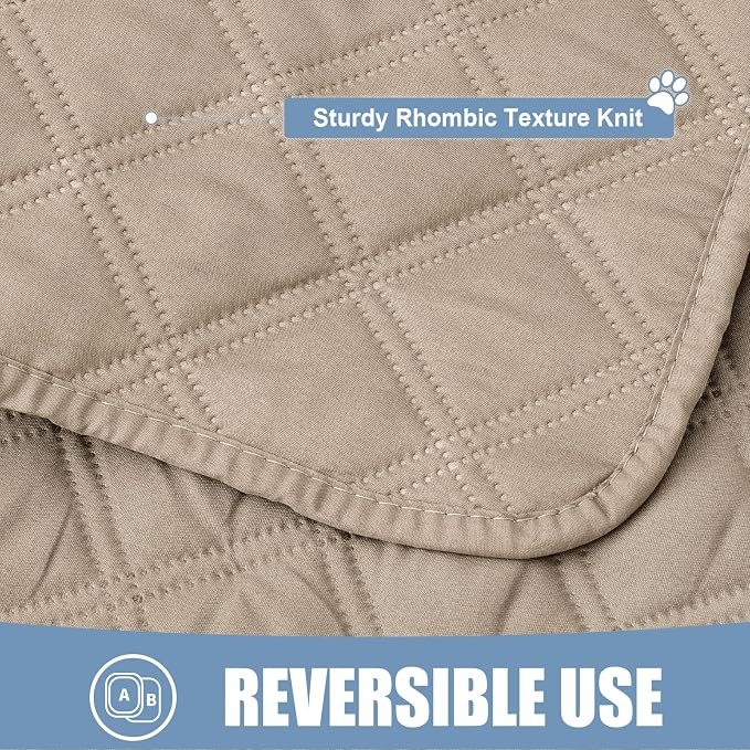 Smiry Waterproof Reversible Pet Couch Covers for Dogs | Pet Friendly, Soft Fabric, Washable Sofa Furniture Protector for Dogs Cat Kids, Checkered (40"x80", Taupe/Taupe) - Image 4