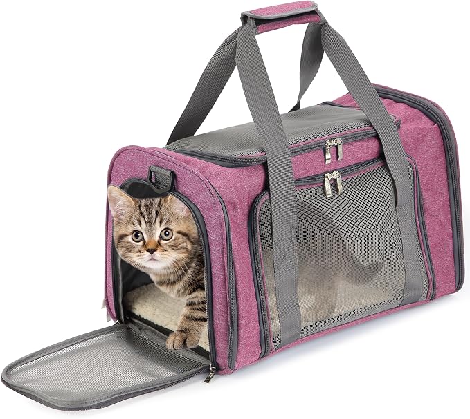 Mr. Pen- Pet Carrier, 17.5" x 11.2" x 11.5", Medium Size, Pink | Portable Travel Carrier for Small Pets, Cats & Small Dogs, Breathable Mesh, Safety Inner Leash by MrPen