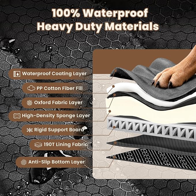 Hard Bottom Dog Car Seat Cover for Back Seat with Door Protector | 100% Waterproof, Tear-Resistant & Non-Slip, Back Seat Cover for Small Mid Cars, SUVs & Trucks, Holds 450Lbs, Easy to Clean - Image 6