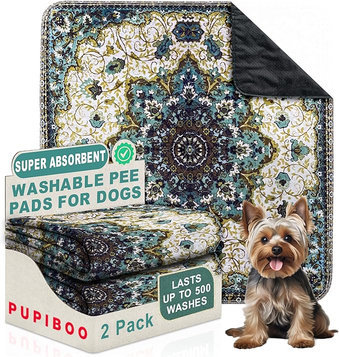 PUPIBOO Washable Pee Pads for Dogs and Cats - Super Absorbent Reusable Puppy Training Pads - 100% Waterproof, Leak-Proof & Non-Slip Whelping Pads for Pet Housebreaking by PUPIBOO
