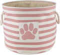 Bone Dry Pet Storage Collection Striped Paw Patch Bin, Rose, Small Round by BoneDry