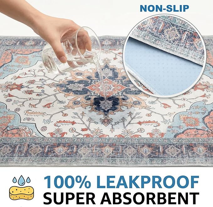 Washable Pee Pads for Dogs,Great Urine Absorbent Reusable Puppy Training Pads,Waterproof,Leak-Proof & Non-Slip Potty Pads for Whelping,Crate,Playpen,Bed.(Blue Floral,24"x36") - Image 3