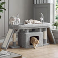 Heybly Cat Tree Extra-Long & Stable 2 Adjustable Scratch Boards HCT210SW | Easy-Climb Cat Tower with Dual-Leg Floor Condo, Sturdy Cat Furniture with Extra Wide Platform & Interactive Toys, Light Gray by HEYBLY