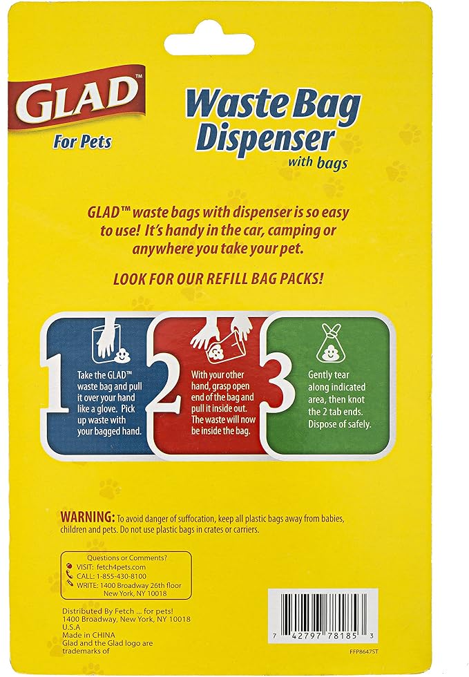 Glad for Pets Extra Large Unscented Heavy Duty Dog Waste Bags with Dispenser and Metal Clip | Plastic Disposable Poop Bags for Dogs, Easy to Use for Dog Walking, 30 Count (Pack of 2) - Image 2