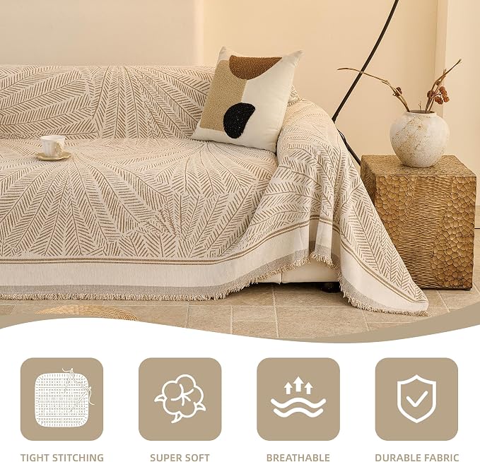 Couch Cover for Dogs Washable Sofa Cover, Sectional Couch Covers, Sofa Covers for 2 Cushion Couch, Non Slip Stripe Sofa Slipcovers Furniture Protector (Khaki, 91 * 150) - Image 5