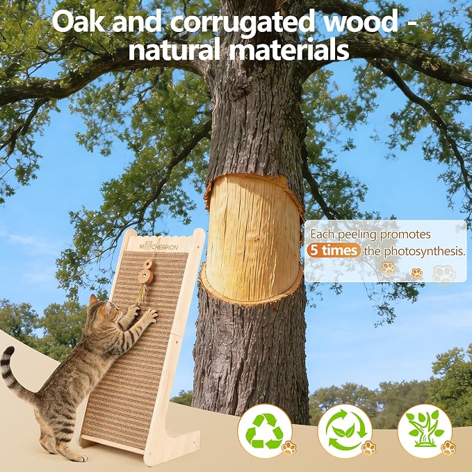 Natural Cork cat Scratching Post-Cat Scratchers- Scratch Pads for Indoor-Cats Scratching Board-cat ramp-cat Scratch Cardboard with Toy,Replaceable use-Eco-Friendly Sustainable-cat Gifts - Image 4