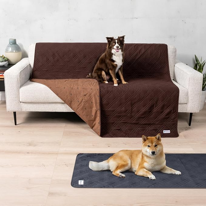 PetAmi Waterproof Couch Cover for Dog Nonslip Bed Sofa Blanket, 68x82 Brown | Leakproof Furniture Protector for Pet Cat, Machine Washable Pee Proof Mat for Chair Car Seat, Durable & Anti Slip Backing - Image 2