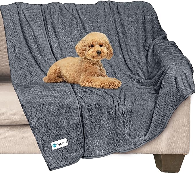 PetAmi Waterproof Dog Blanket, Leakproof Puppy Blanket, 40x60 Dark Gray | For Medium Large Pets, Furniture Sofa Couch Cover Protector, Fleece Throw Indoor Cat Kitten, Reversible Washable Soft Plush by PetAmi