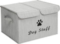 Large Dog Toys Storage Box Canvas Storage Basket Bin Organizer with Lid - Collapsible Linen Bin Ideal for Organizing Dog Cat Toys and pet Stuff-PP Boad-17" x 12" x 10" - Slub Gray by Brabtod