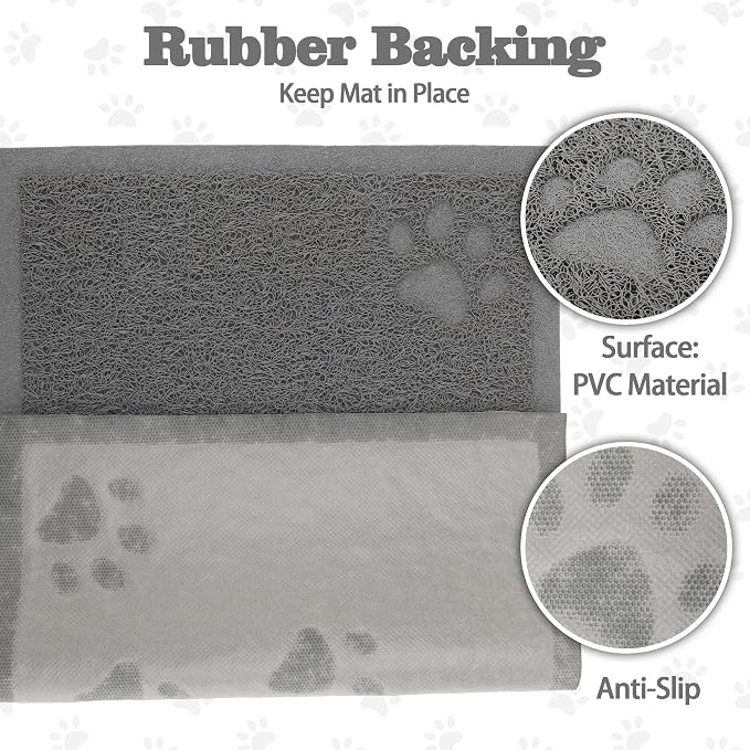 Darkyazi Cat Litter Box Mat for Floor Litter Trapping Mat Non-Slip Backing, Scatter Control, Easy Clean, Water Resistant, Soft on Paws (15.75" x 11.75",Grey) - Image 3