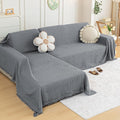 MYSKY HOME Couch Cover for Sectional Sofa, 2 Pieces Couch Covers for L Shape Sofa Geometrical Sofa Slipcovers for 2-3 Cushion Couch Sofa Throws for Pets, Kids (71"x118"+71"x118", Frost Grey) by MYSKYHOME