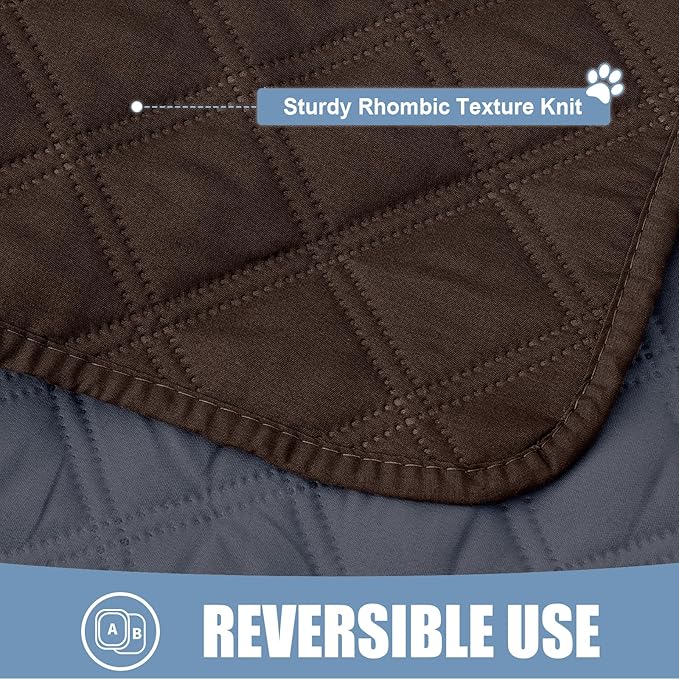 Smiry Waterproof Reversible Pet Couch Covers for Dogs | Pet Friendly, Soft Fabric, Washable Sofa Furniture Protector for Dogs Cat Kids, Checkered (30"x53", Chocolate/Dark Grey) - Image 4