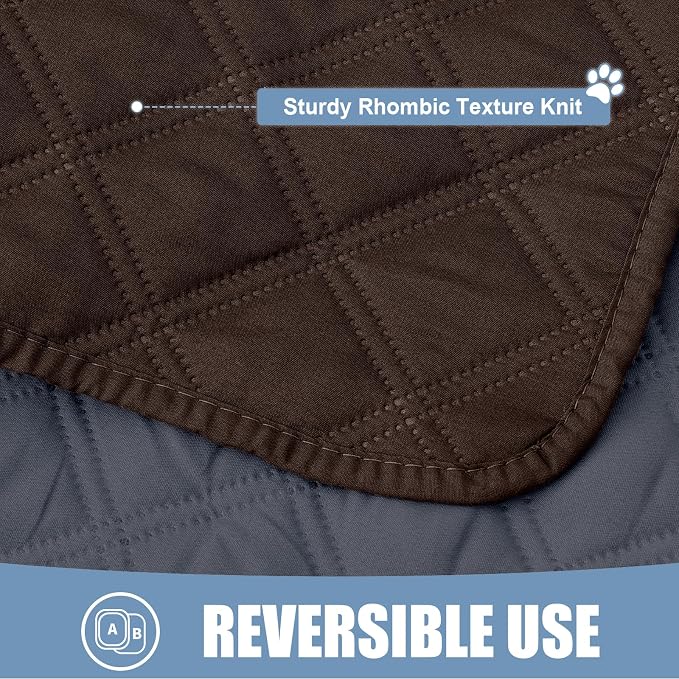 Smiry Waterproof Reversible Pet Couch Covers for Dogs | Pet Friendly, Soft Fabric, Washable Sofa Furniture Protector for Dogs Cat Kids, Checkered (40"x50", Chocolate/Dark Grey) - Image 4
