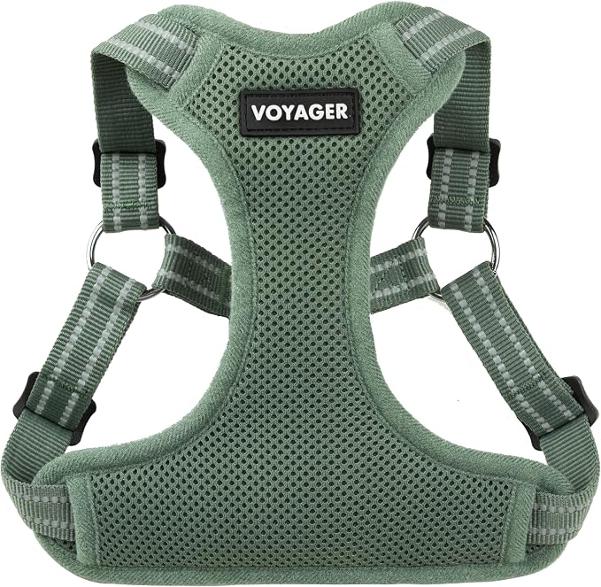Voyager Step-in Flex Adjustable Dog Harness - Moss Green, X-Large | 23 - 28" in Chest, Fully Adjustable, Reflective Bands, All Weather Breathable Air Mesh, Lightweight, Fast Drying by BestPetSuppliesLLC