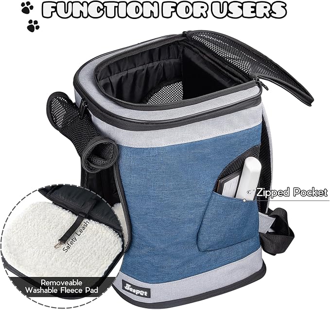 Jespet Soft Pet Carrier Outdoor Backpack for Small Dog | Safety Tether and Washable Mat, Ideal for Traveling, Hiking, Walking and Outdoor Activities, Fit Up to 15 Lbs - Image 7