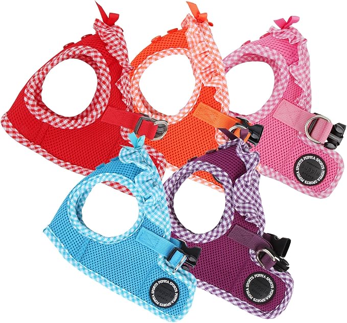 Puppia Vivien Vest Dog Harness Step-in All Season Mesh Cute No Pull No Choke Walking Training for Small Dog, Sky Blue, Large - Image 4