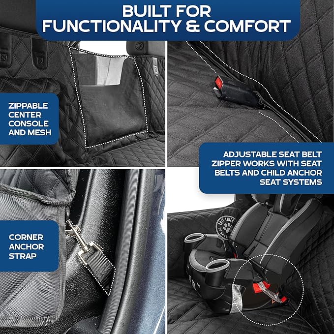 Ruff Liners Dog Hammock for Car, Waterproof - As Seen on Shark Tank | Patented door panel protection, waterproof, machine-washable, heavy-duty materials with touch fasteners and belt slots - Image 4