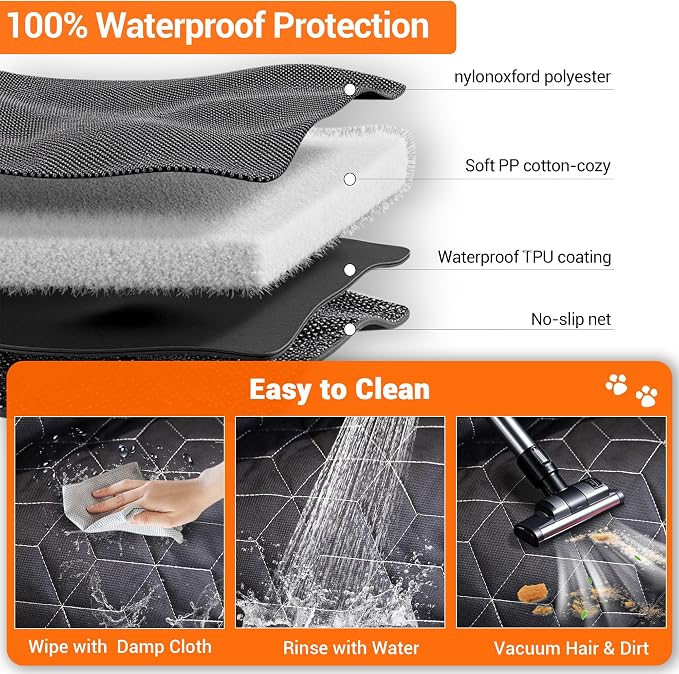 Meginc 56" Dog Seat Cover for Back Seat, Scratch Resistant Hammock for Car | 600D Waterproof Oxford Protector with Mesh Window,Side Flaps and Non-Slip Backing Pet Seat for SUVs and Mid-Siz e Cars - Image 3